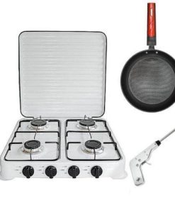 Cuisinière De Table 4 Feux + Allume Gaz Et Poêle Offerts