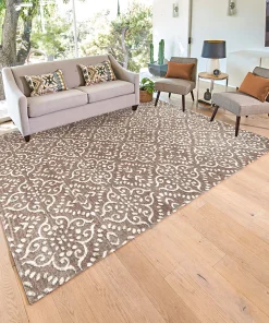 Gertmenian - Tapis d'intérieur transitionnel à médaillon à volutes Lavi Lanza