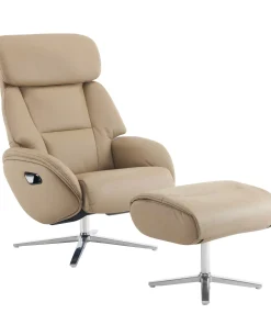 Dola Hills – Fauteuil inclinable en cuir pleine fleur avec ottoman