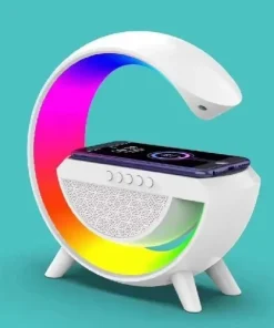 Haut-parleur Bluetooth LCD RVB multifonctionnel, chargeur sans fil 15W, réveil, décoration d&rsquo;intérieur, lampe intelligente
