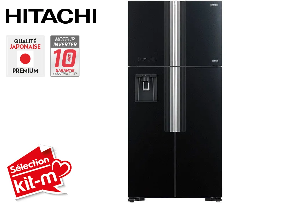 Réfrigérateur 4 Portes 540L French Door Hitachi (R-W661PRU1GBK)