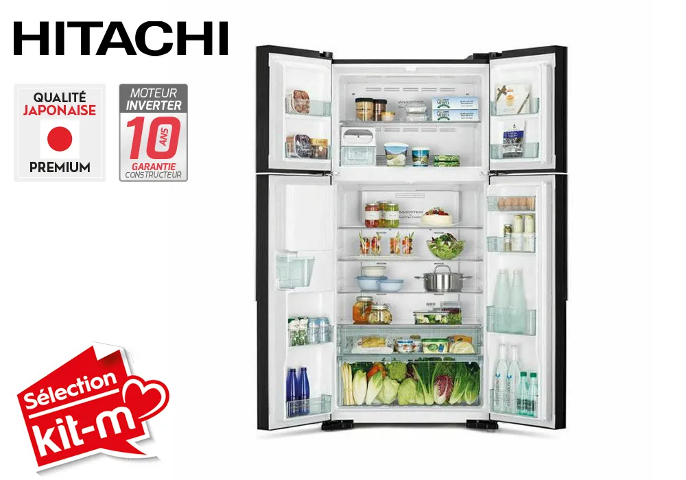 Réfrigérateur 4 Portes 540L French Door Hitachi (R-W661PRU1GBK) - Image 2