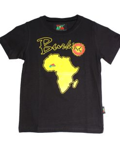 T-shirt Enfant Burkindi avec motif Africa à col rond – Noir