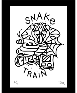 Sérigraphie Snake Train de Fuzi