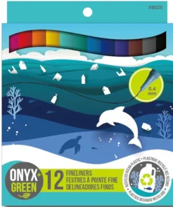 Onyx & Green - Ensemble de 12 crayons de feutres à pointe fine