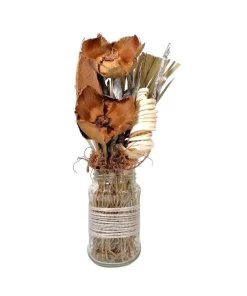 Bouquet de fleurs séchées dans vase en verre H32 cm