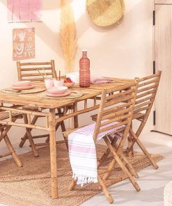 Ensemble Table avec 6 Chaises d’Extérieur en Bambou Valérie