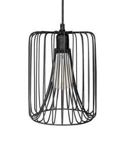 Suspension Filaire Noire en Métal 20x26cm pour Ampoule E27